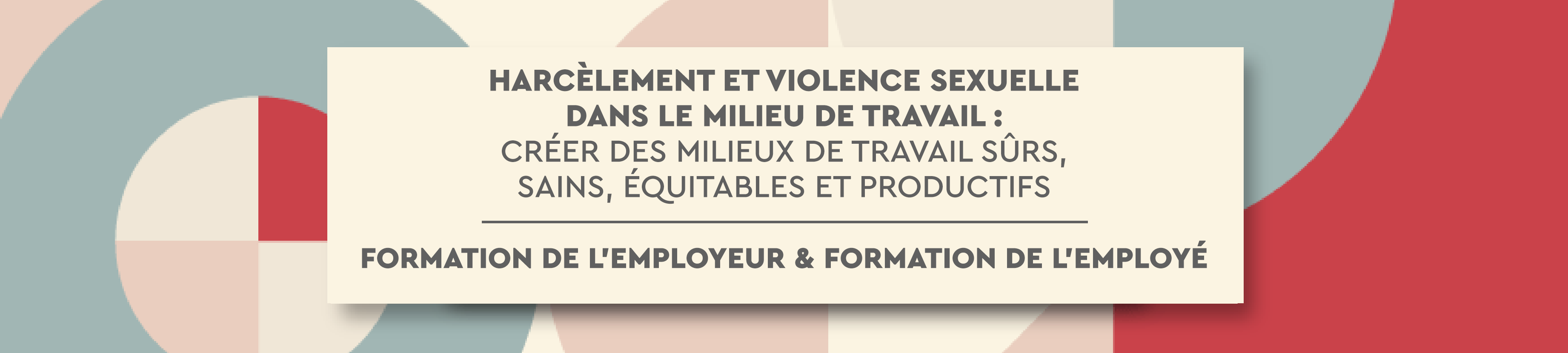 Harcèlement et violence sexuelle dans le milieu de travail : créer des milieux de travail sûrs, sains, équitables et productifs